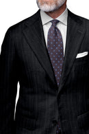 Image of a Grey & Silver Flannel Stripes Merino Wool Blazers Fabric