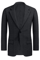 Image of a Grey & Silver Flannel Stripes Merino Wool Blazers Fabric