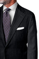 Image of a Grey & Silver Flannel Stripes Merino Wool Blazers Fabric