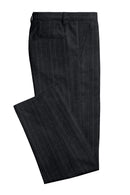 Image of a Grey & Silver Flannel Stripes Merino Wool Pants Fabric