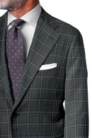 Image of a Grey & Silver Worsted Checks Merino Wool Suiting Fabric