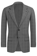 Image of a Grey & White Worsted Checks Merino Wool Blazers Fabric