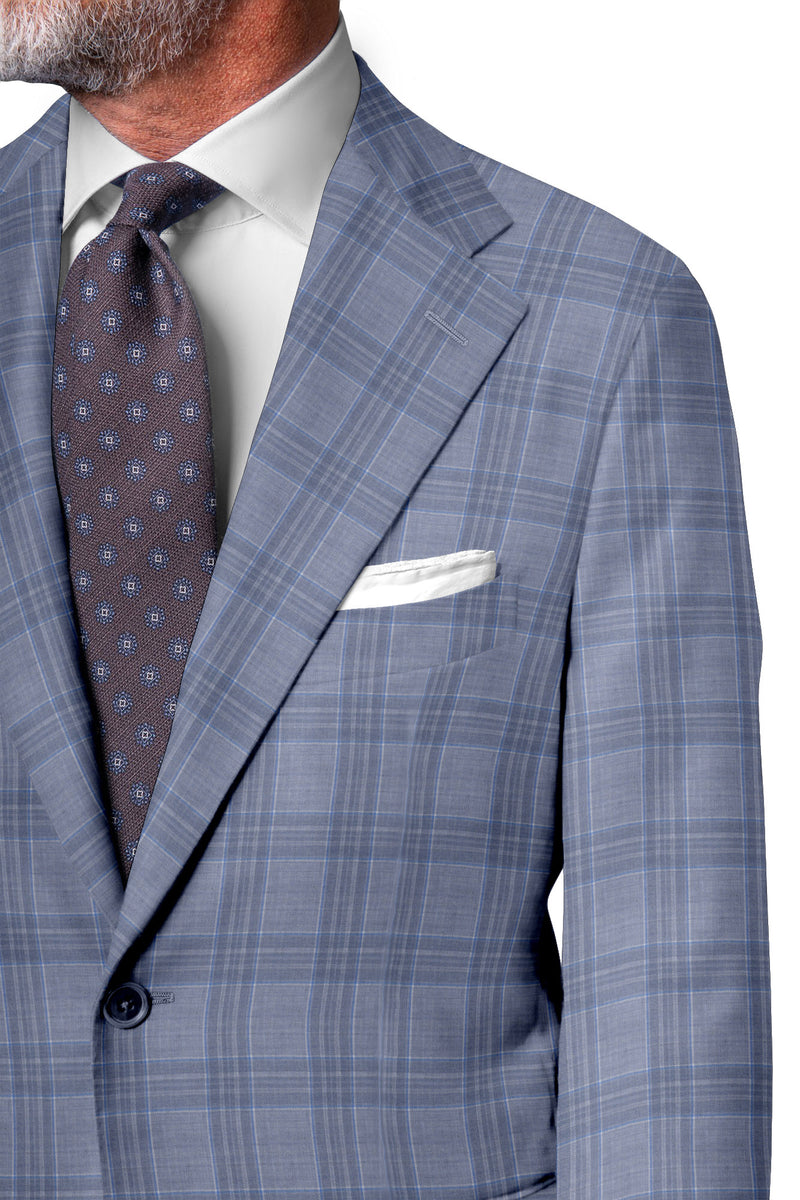 Image of a Grey & White Worsted Checks Merino Wool Blazers Fabric
