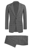Image of a Grey & White Worsted Checks Merino Wool Suiting Fabric