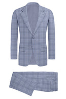 Image of a Grey & White Worsted Checks Merino Wool Suiting Fabric