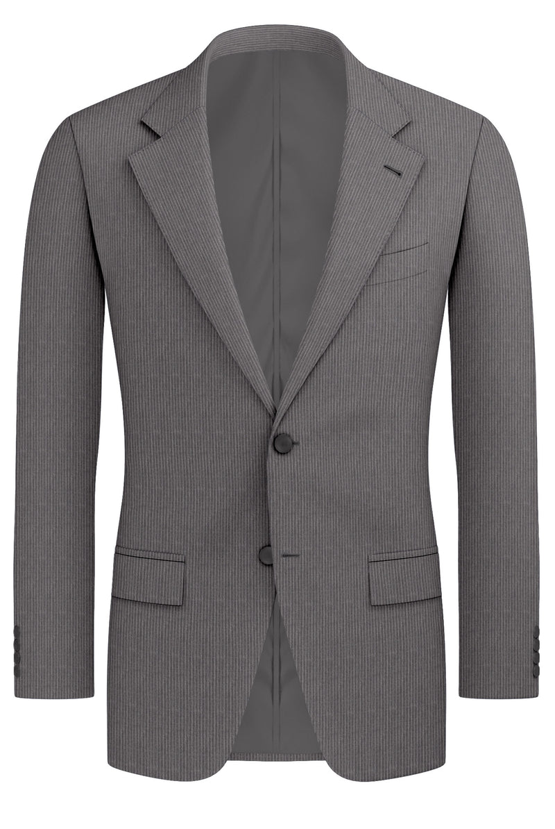 Image of a Grey & White Worsted Stripes Merino Wool Blazers Fabric
