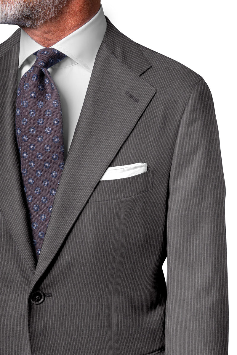 Image of a Grey & White Worsted Stripes Merino Wool Blazers Fabric