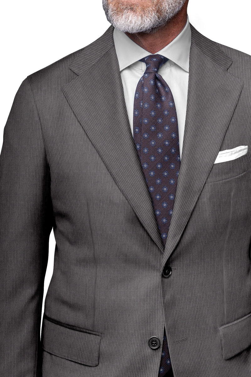 Image of a Grey & White Worsted Stripes Merino Wool Blazers Fabric