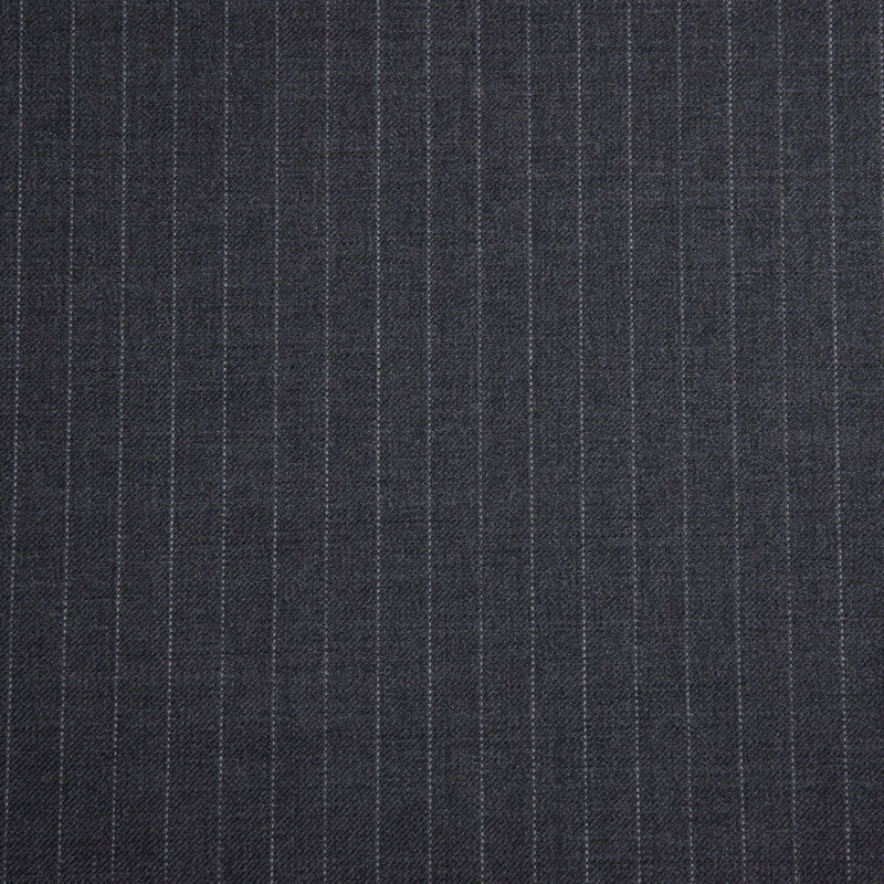 Image of a Grey & White Worsted Stripes Merino Wool Suiting Fabric