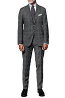 Image of a Grey Flannel Checks Merino Wool Pants Fabric