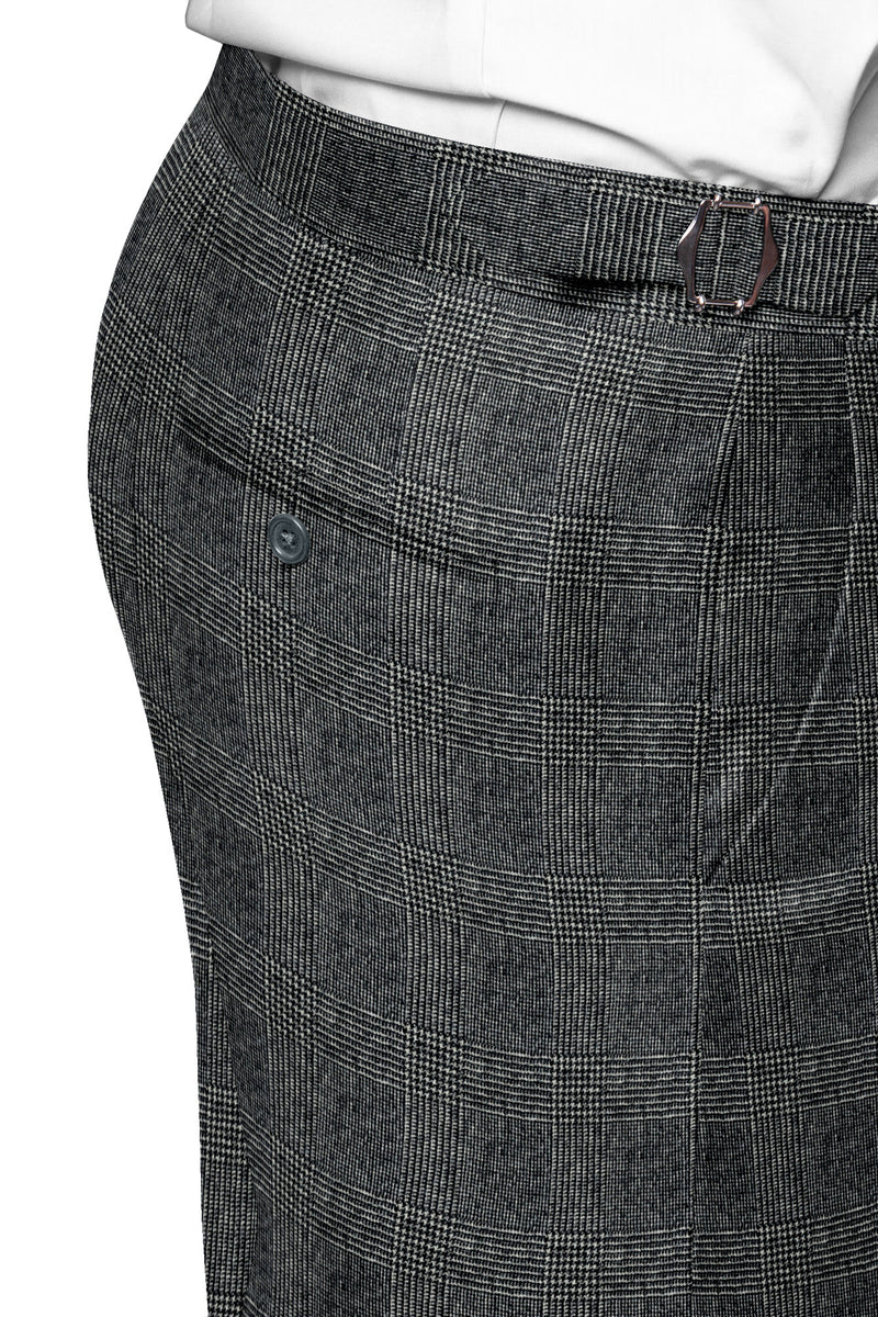 Image of a Grey Flannel Checks Merino Wool Suiting Fabric