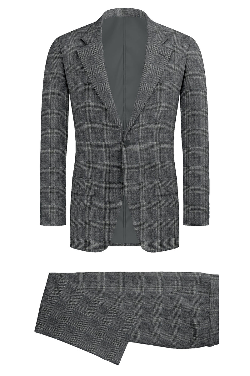 Image of a Grey Flannel Checks Merino Wool Suiting Fabric
