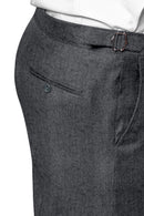 Image of a Grey Flannel Twill Merino Wool Pants Fabric