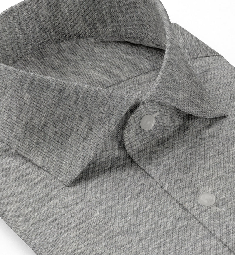 Image of a Grey Knit Micropattern Giza Cotton Shirting Fabric