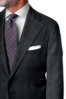 Image of a Grey Worsted Herringbone Merino Wool Suiting Fabric