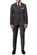 Image of a Grey Worsted Micropattern Merino Wool Suiting Fabric