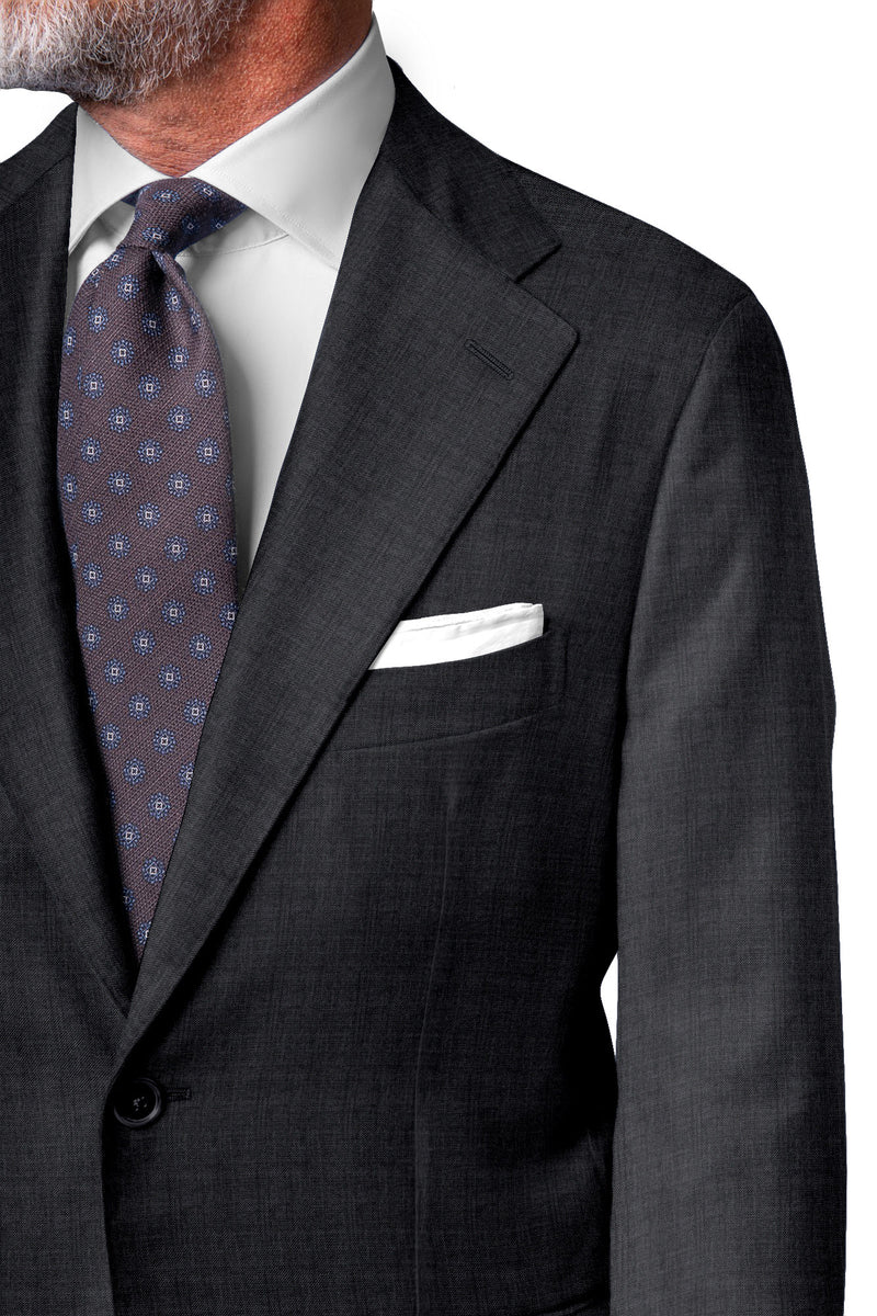 Image of a Grey Worsted Shark Skin Merino Wool Suiting Fabric