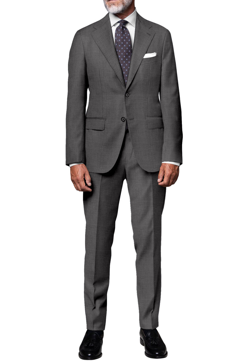 Image of a Grey Worsted Twill Merino Wool Pants Fabric