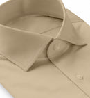 Image of a Khaki Satin Solids Cotton Stretch Shirting Fabric