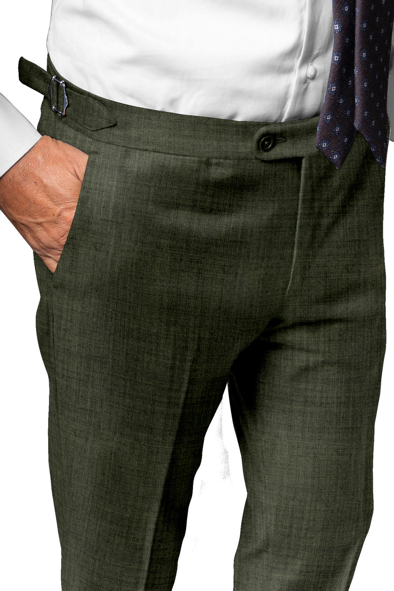 Image of a Light-Green Worsted Twill Merino Wool Pants Fabric