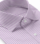 Image of a Lilac & White Poplin Stripes Giza Cotton Shirting Fabric