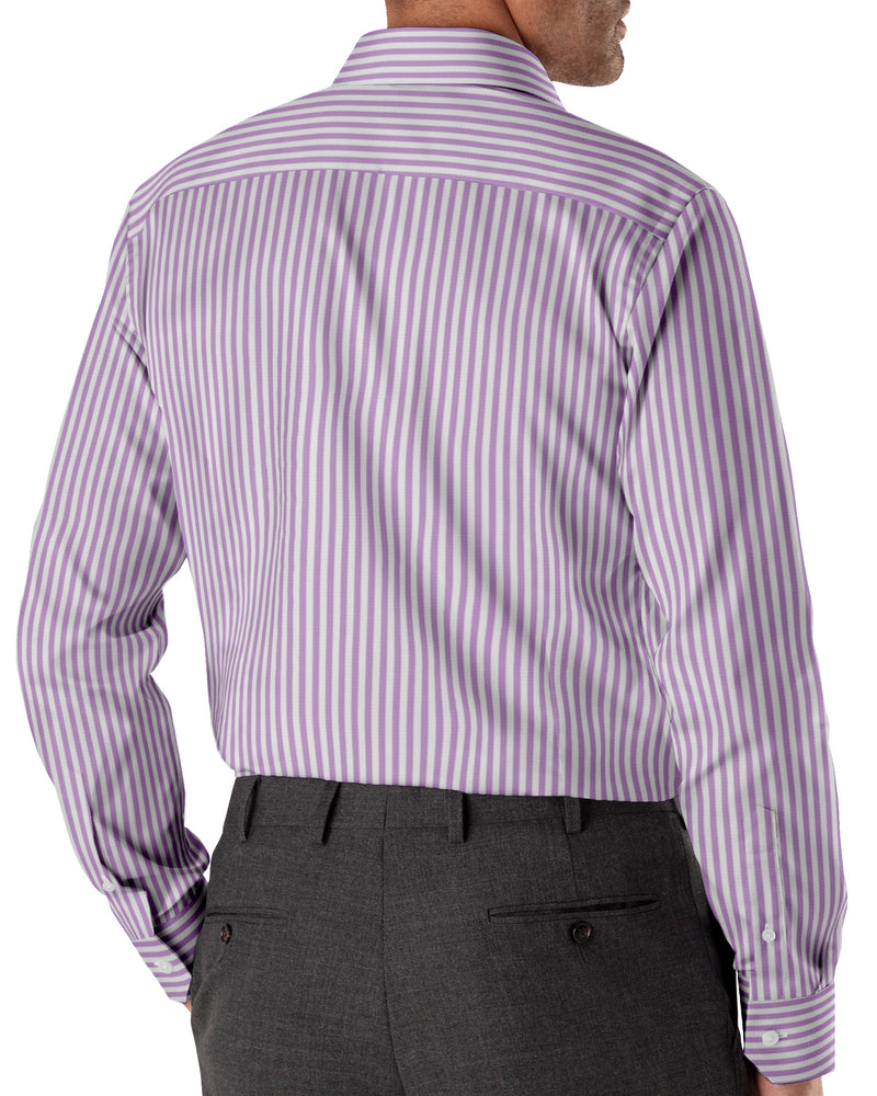 Image of a Lilac & White Poplin Stripes Giza Cotton Shirting Fabric