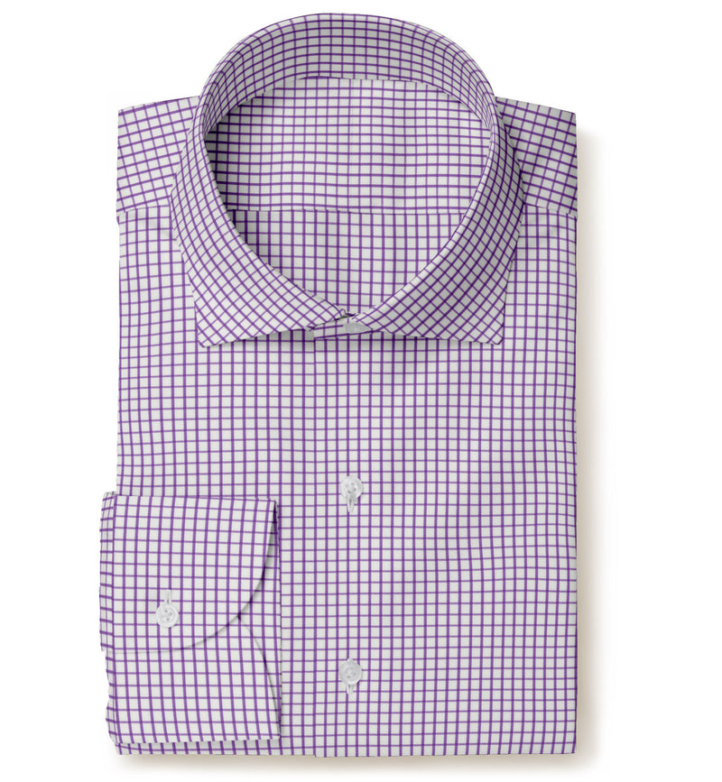 Image of a Lilac & White Twill Checks Giza Cotton Shirting Fabric