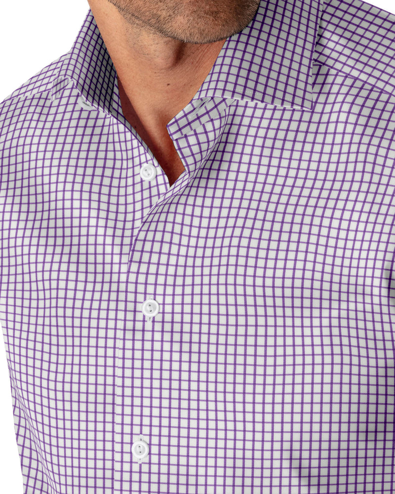 Image of a Lilac & White Twill Checks Giza Cotton Shirting Fabric