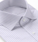 Image of a Lilac & White Twill Stripes Giza Cotton Shirting Fabric