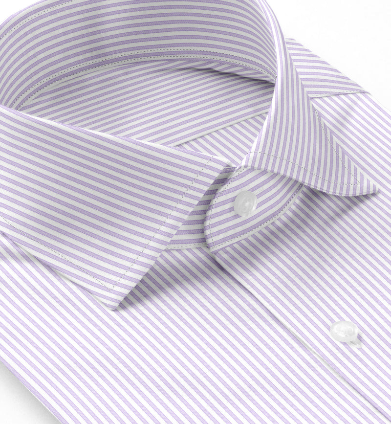 Image of a Lilac & White Twill Stripes Giza Cotton Shirting Fabric