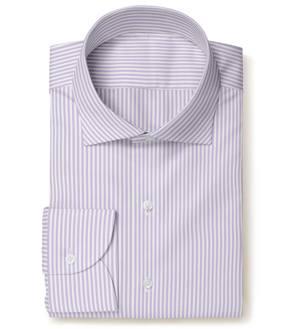 Shivas Lilac & White Twill Stripes Giza Cotton Shirting