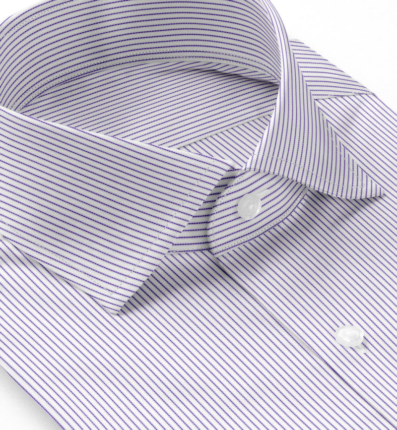 Image of a Lilac & White Twill Stripes Giza Cotton Shirting Fabric