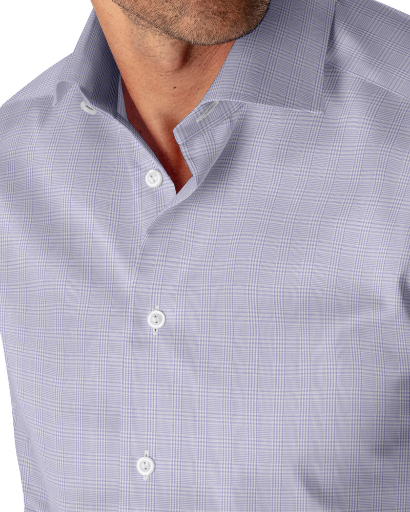 Image of a Lilac Dobby Checks Giza Cotton Shirting Fabric
