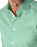 Image of a Lime & White Poplin Stripes Giza Cotton Shirting Fabric