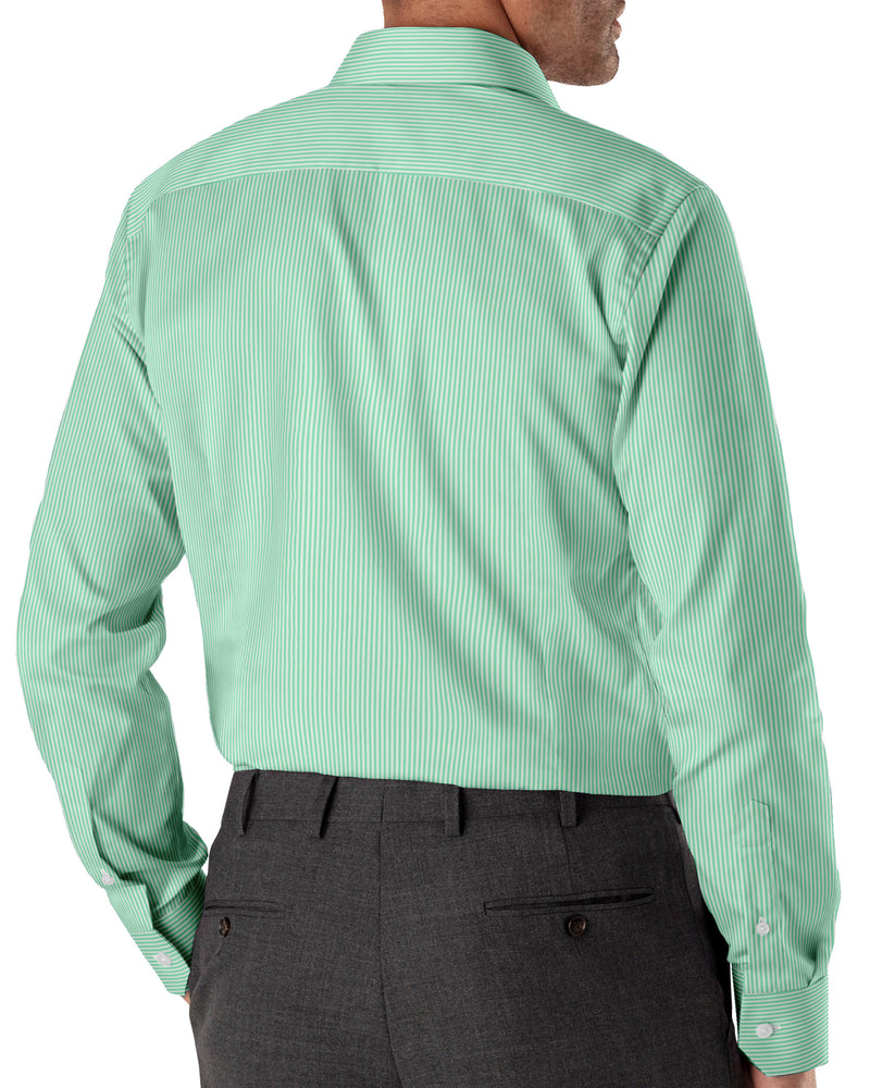 Image of a Lime & White Poplin Stripes Giza Cotton Shirting Fabric