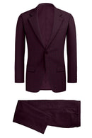 Image of a Maroon & Black Worsted Birdseye Merino Wool Suiting Fabric