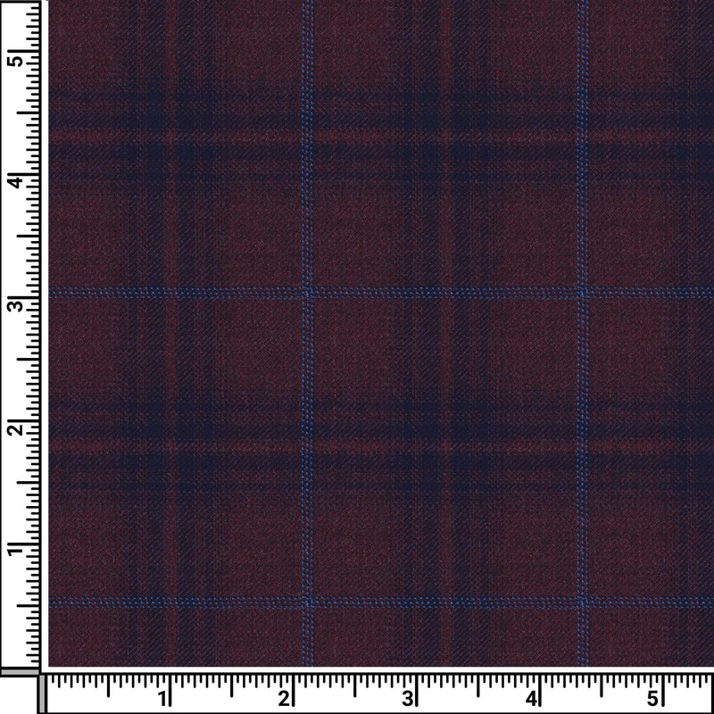 Image of a Maroon & Blue Worsted Checks Merino Wool Blazers Fabric