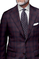 Image of a Maroon & Blue Worsted Checks Merino Wool Blazers Fabric