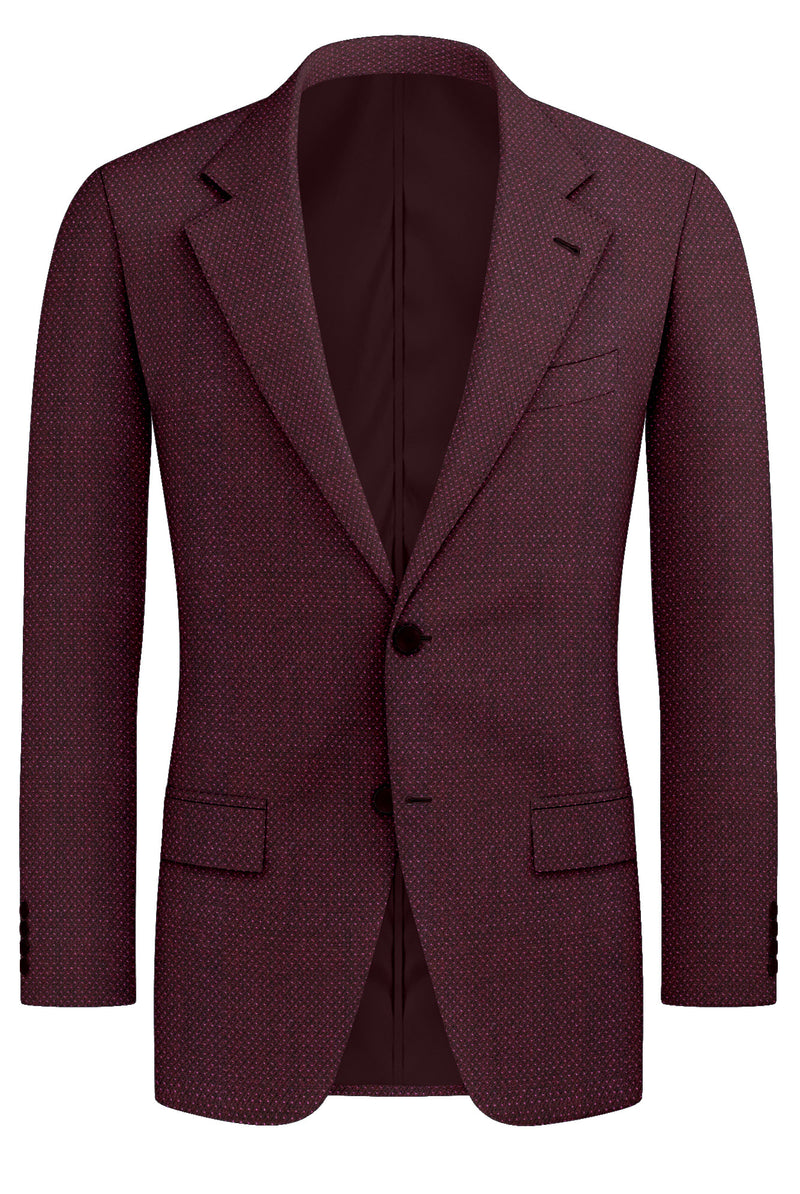 Image of a Maroon Worsted Pinpoint Merino Wool Blazers Fabric