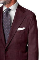 Image of a Maroon Worsted Pinpoint Merino Wool Blazers Fabric