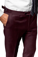 Image of a Maroon Worsted Pinpoint Merino Wool Pants Fabric