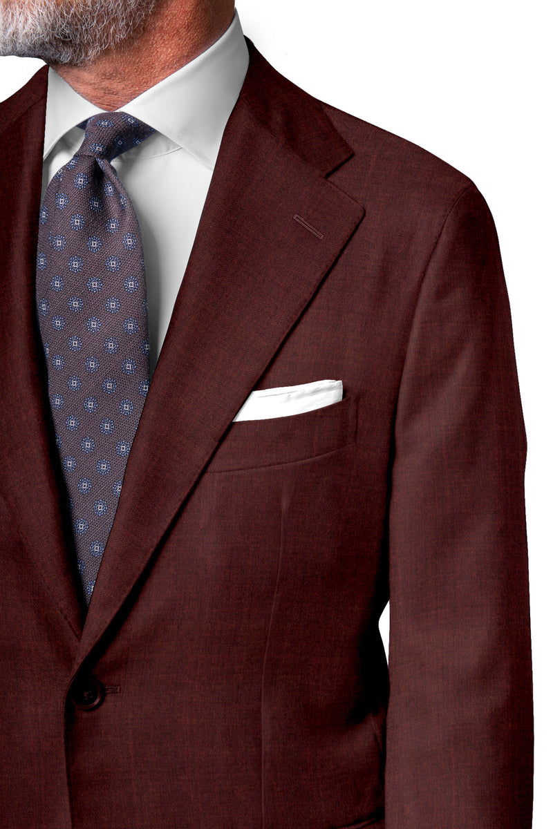 Image of a Maroon Worsted Twill Merino Wool Suiting Fabric