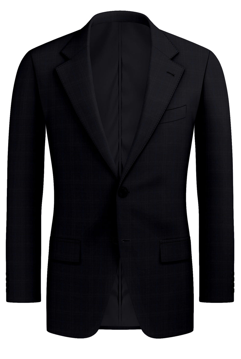 Image of a Mid-Blue & Burgundy Worsted Checks Merino Wool Blazers Fabric