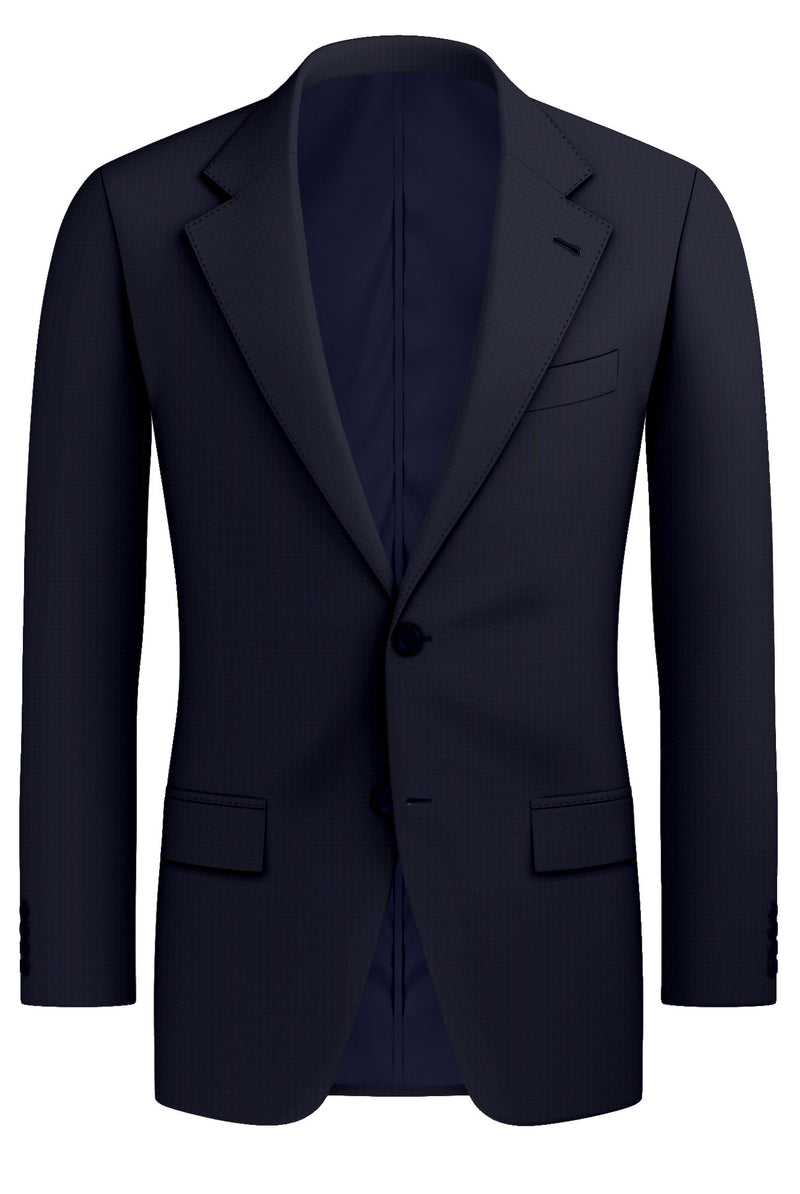 Image of a Mid-Blue & Burgundy Worsted Checks Merino Wool Blazers Fabric