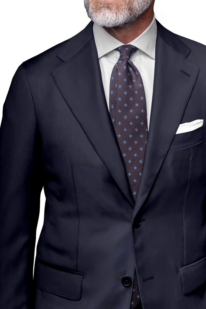 Image of a Mid-Blue & Burgundy Worsted Checks Merino Wool Blazers Fabric