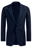 Image of a Mid-Blue & Navy-Blue Worsted Checks Merino Wool Blazers Fabric