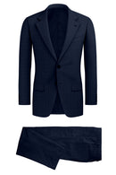 Image of a Mid-Blue & Navy-Blue Worsted Checks Merino Wool Suiting Fabric