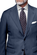 Image of a Mid-Blue Worsted Sharkskin Merino Wool Blazers Fabric