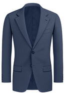Image of a Mid-Blue Worsted Sharkskin Merino Wool Blazers Fabric