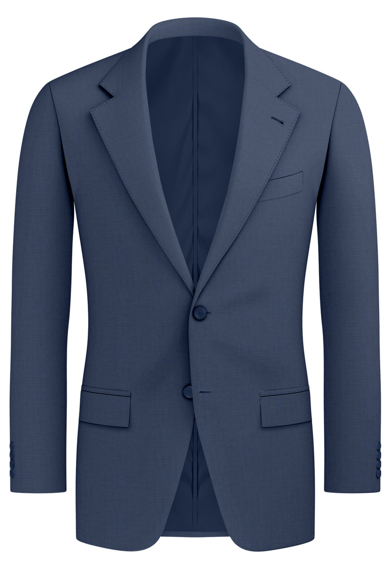 Image of a Mid-Blue Worsted Sharkskin Merino Wool Blazers Fabric